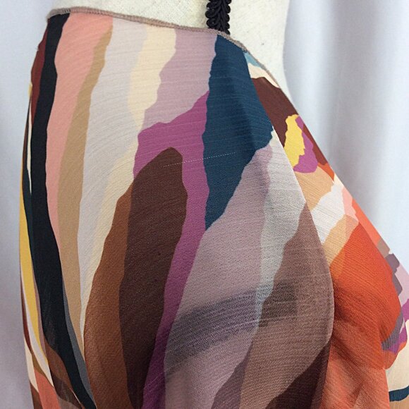 Democracy Open Duster Cardigan Size Small / Medium Ruffle Sleeve Sheer Overlay - Picture 8 of 11